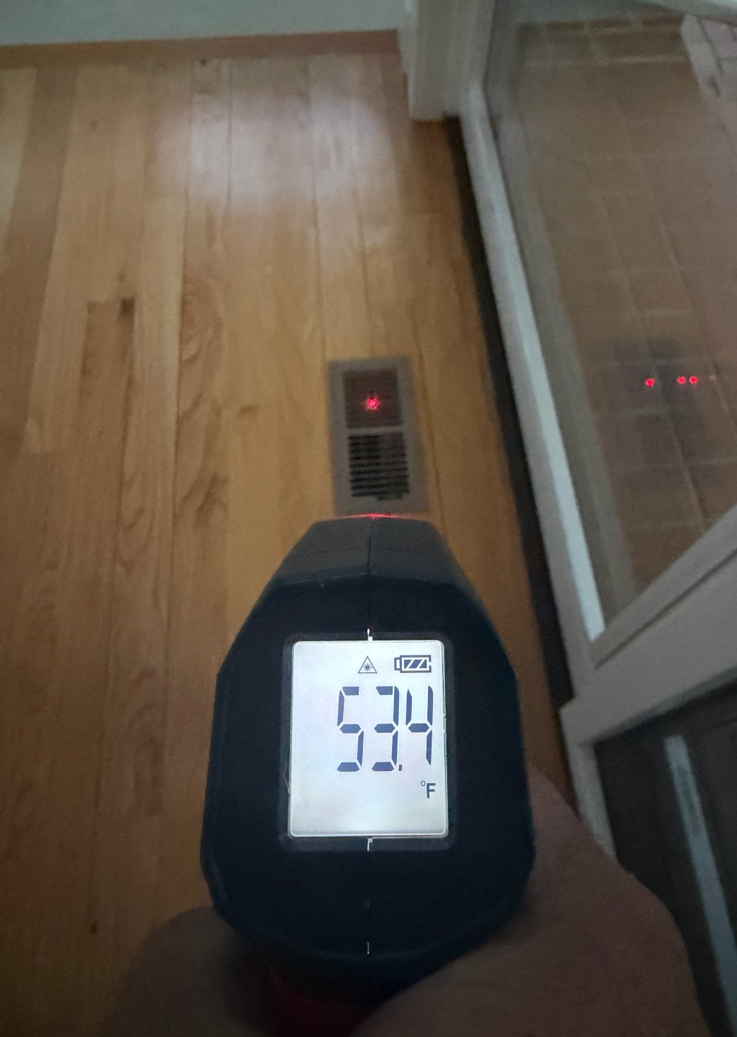 Supply air temperature reading — 53.4°F