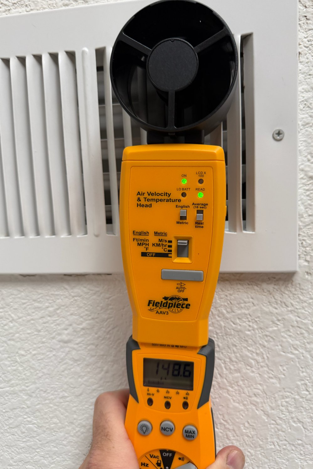Airflow measurement at vent register